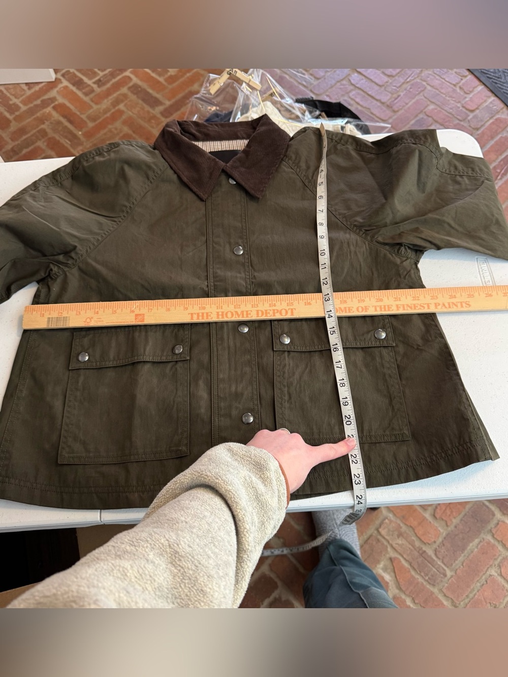 Madewell Barn Jacket Waxed Zip- Front Jacket NW759 OliveGreen Corduroy Collar L - Picture 6 of 9